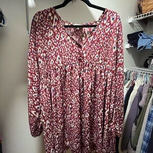 Source Unknown Red and Blue Patterned Tunic